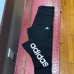 Adidas Women’s  Black Logo Leggings with White tee from Garage